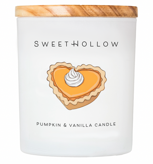 Pumpkin & Vanilla Candle with Pie Illustration